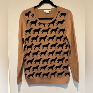 Liz Claiborne Tan and Black Dog Pattern Sweater 040 Sale